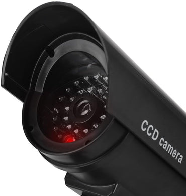 F FINDERS&CO Gefälschte Überwachungskamera für den Nahbereich, Dummy-CCTV-Überwachungssystem mit realistischen Lichtern und Warnleuchten (4, Schwarz)