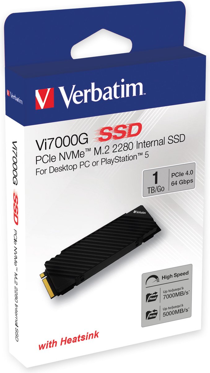 Verbatim Vi7000G PCle NVMe M.2 SSD 1TB 49367 PS5 PC