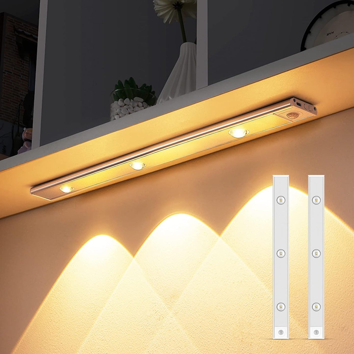 2 x LED Unterbauleuchte 40 cm, 3 lichtmodi, Bewegungsmelder , USB Schranklicht, Nachtlicht für Schrank, Küche (2 Pack)