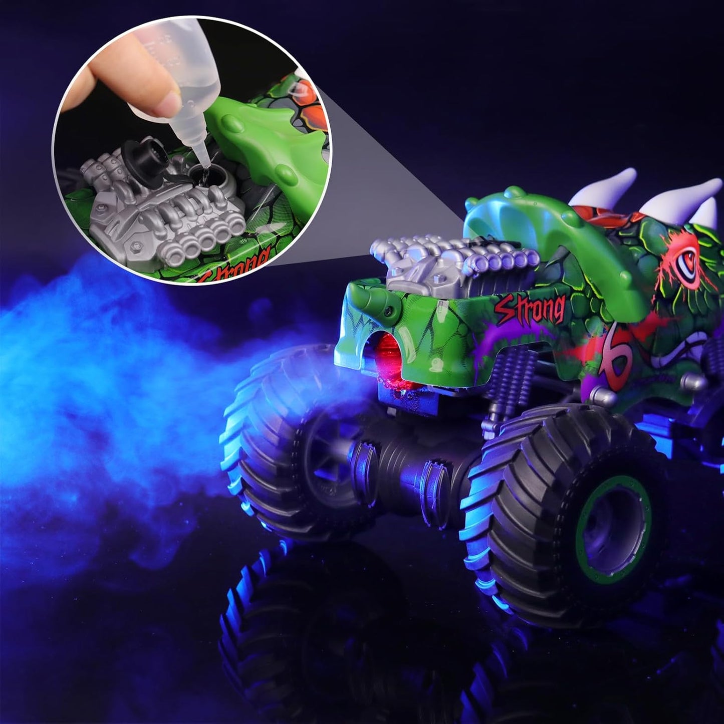 PREBOX Ferngesteuerter Monstertruck für Jungen 8-12 – RC-Dinosaurier-Autospielzeug für Kinder im Alter von 4–7 Jahren, Geburtstagsgeschenke für Jungen mit Musik und Lichtern