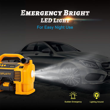 SPLOTY Reifenfüller Luftkompressor Tragbare kabellose Autoreifenpumpe, 20 V Akku und 12 V DC Dual Power elektrische Reifenpumpe, 160 PSI
