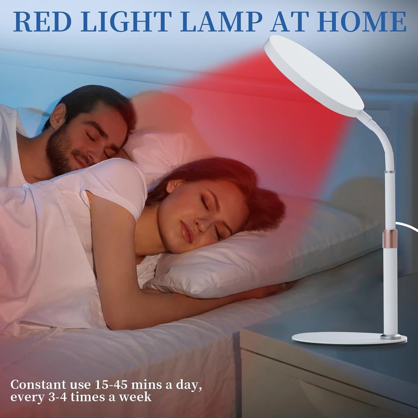 Hottoerak Rotlichtlampe mit Sockel, 660nm Infrarotlampe mit Timer, 140LEDs Red lights mit Verstellbare Höhe & Verstellbarer Schwanenhals für Heim/Büro Gebrauch