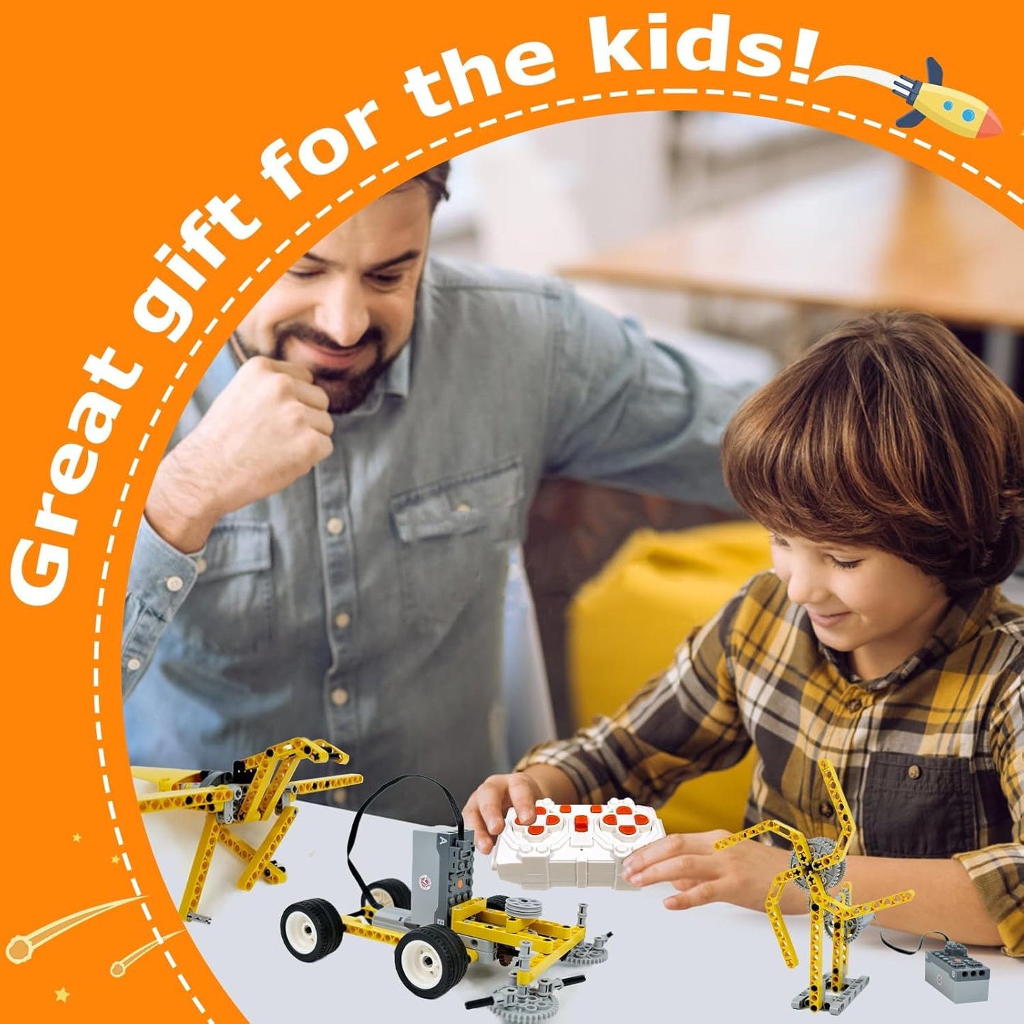 ZMBlock Bausteine Technik Motor Sets Technic Power Functions Motoren Boost Spielzeug Set mit 2 M Motor, 1 Hauptschaltraum,1 Fernbedienung, für Kinder und Erwachsene ab 7 10 Jahre(4 Stück)