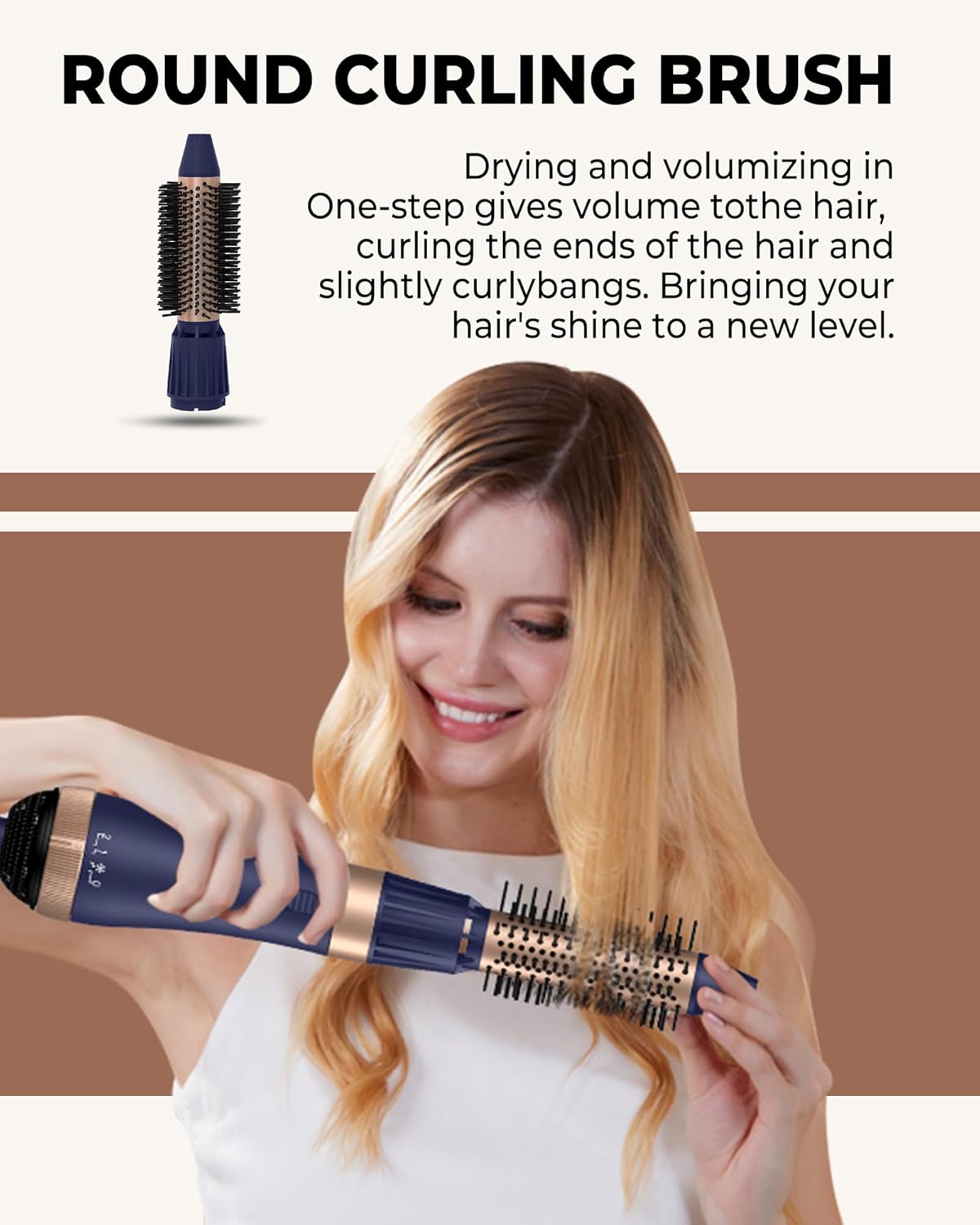 UKLISS Warmluftbürste 4 in 1 Set, Haarstyler Föhn mit 4 Aufsätzen: 1000W Haartrockner, Lockenbürste, Haarglätter Bürste, Fönbürste Rundbürste, Hot Hair Styler für Alle Haartypen Styling