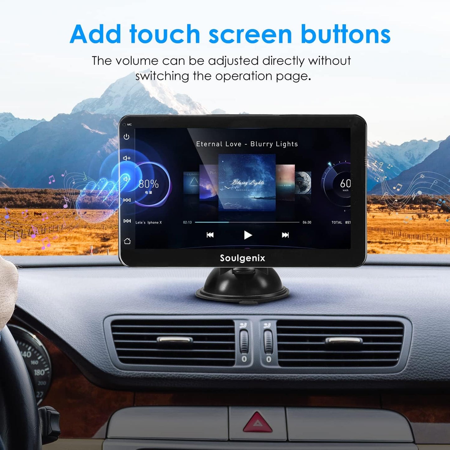 Wireless Apple CarPlay&Android Auto Display Portable Doppel Din Radio, Tragbares Autoradio 7 Zoll HD IPS Touchscreen,GPS Navi, Bluetooth, Rückfahrkamera, Mirror Link, FM, AUX CarPlay Display, 12-24V
