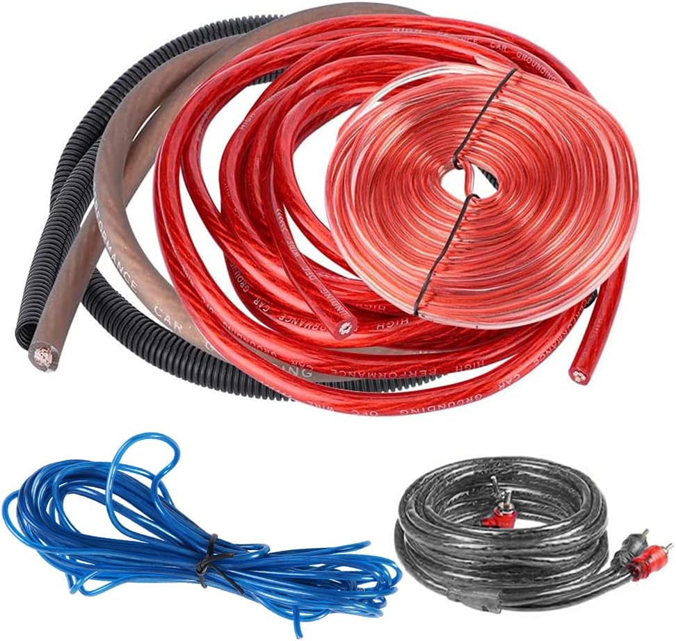 YeenGreen 8GA Auto Verstärker Kabel Set, 15 Stück Verstärker Leistungsverstärker Kabel Car Audio Wire Einbauset Verstärker Auto Anschlussset Kabelset Einbauset Kabelset 1000W