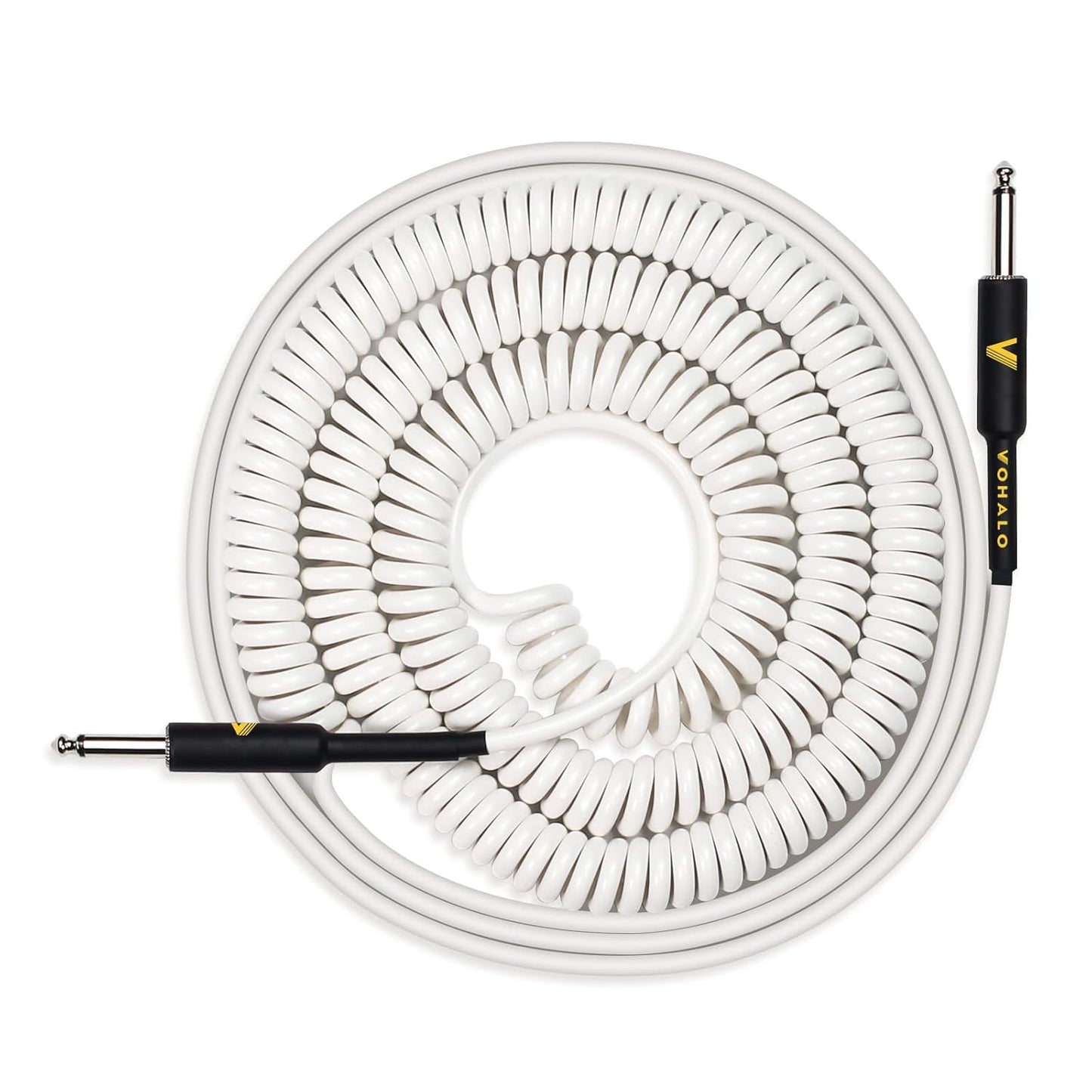 VOHALO Gitarren Instrumentenkabel 11M spiralförmiges Instrumentenkabel für Gitarre Bass 1/4 gerade auf gerade Weiß
