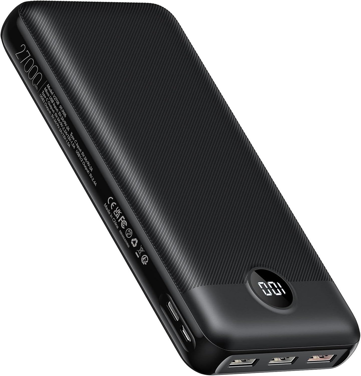 VEGER Power Bank 27000mAh 20W PD, Powerbank USB C Externer Handyakkus mit 4 Ausgängen und 2 Eingängen LED Tragbares Ladegerät,Kompatibel mit iPhone Samsung Huawei Tablet usw