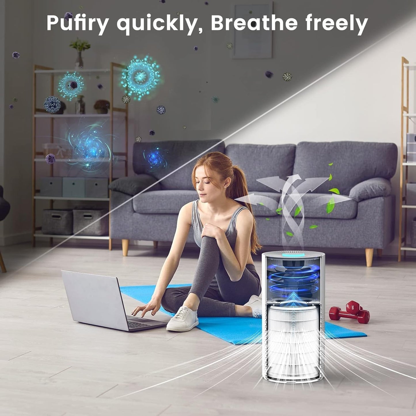 Afloia Luftreiniger für Zuhause Schlafzimmer, Ture Filtres haute efficacité, 360°
