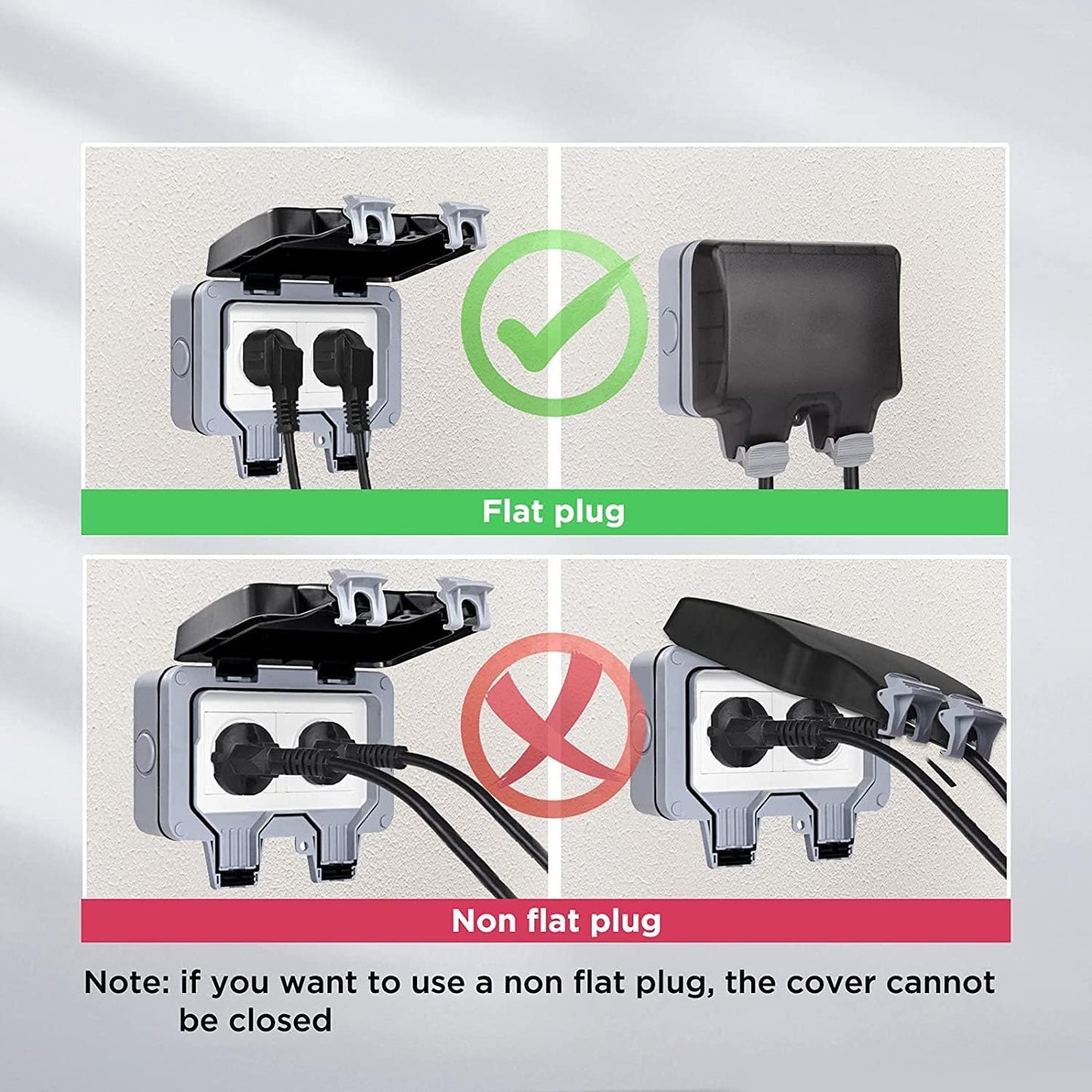 16A Außenstecker, EU-Standard IP66, wasserdicht, 2 Steckerdosen, wasserdicht