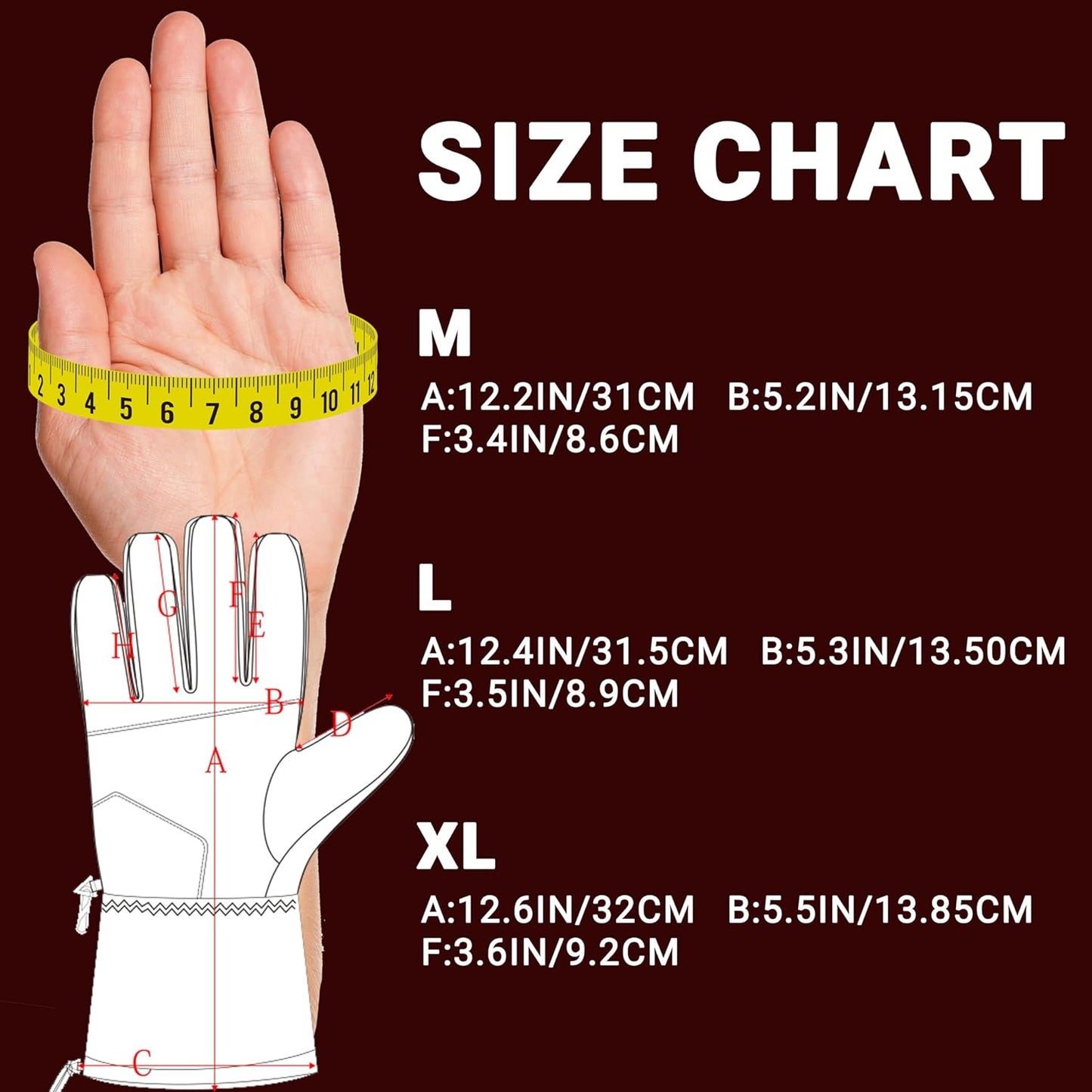 Himiway Beheizte Handschuhe M/L/XL für Herren & Damen Heizhandschuhe 7.4V 3200mAh Elektrisch beheizte Handschuhe bis zu 6h wasserdichte & Winddichte & Wiederaufladbare Heizhandschuhe gegen Stürze