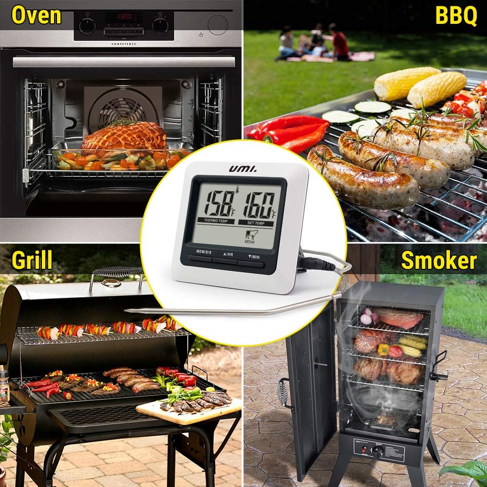 Umi. Fleischthermometer, digitales Bratenthermometer, Ofenthermometer, Grillthermometer, Barbecue Smoker Kerntemperaturthermometer mit Sonde für das Kochen von Fleisch in der Küche