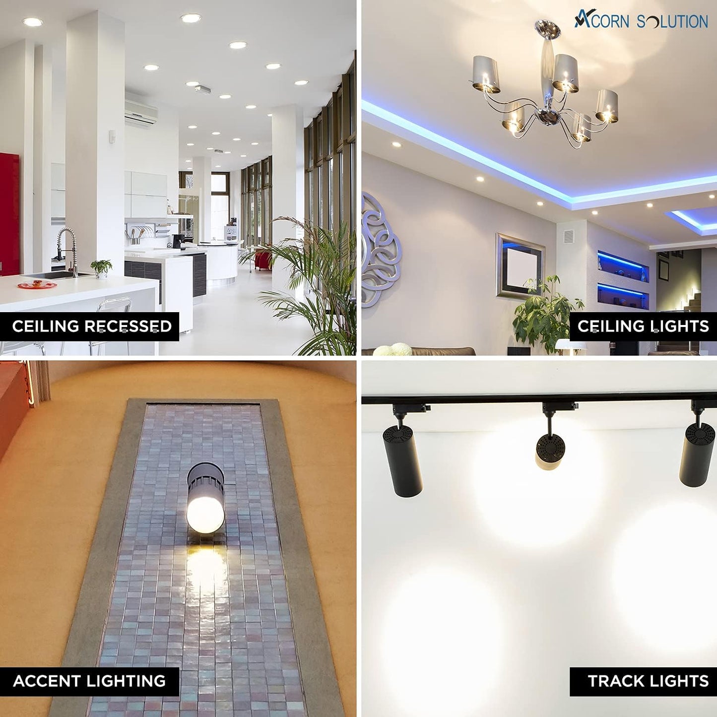 8 X ACORN Solution GU10 Halogenstrahler Glühbirnen 50W 230V 2800K warmweiß 8 stüks