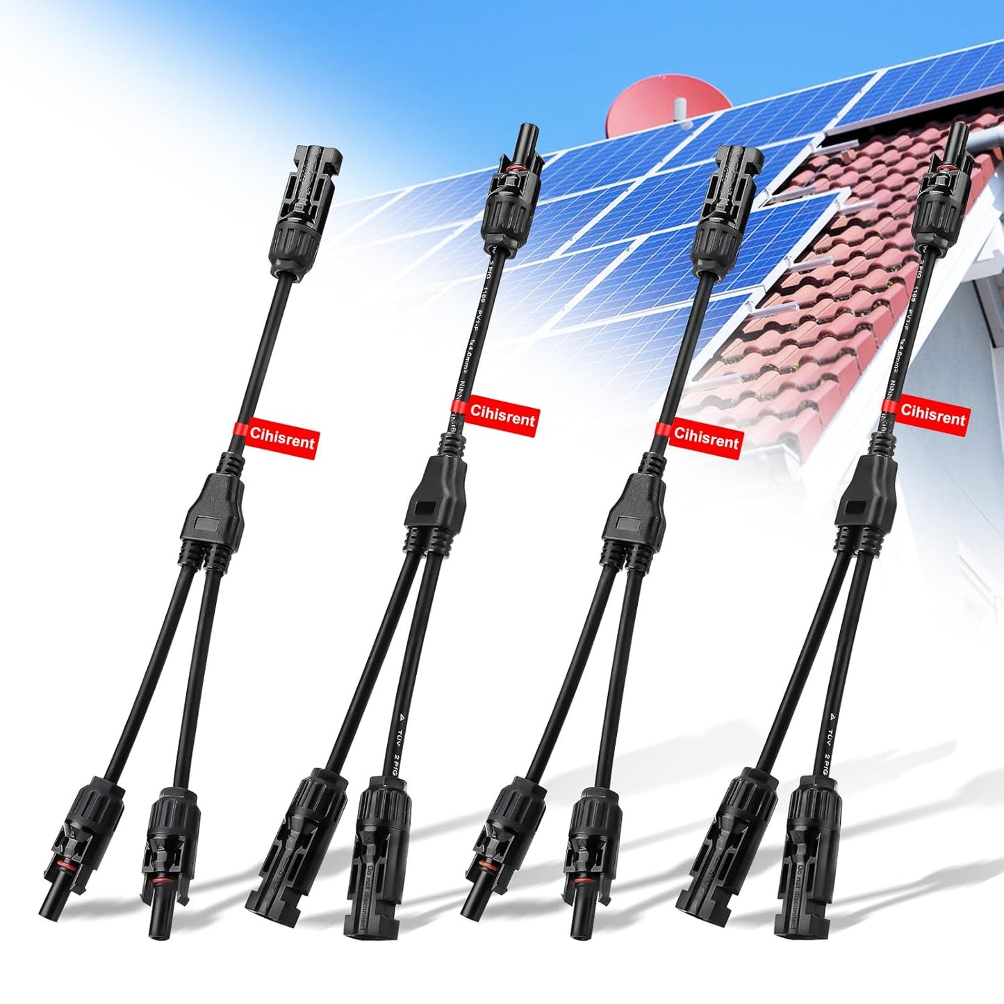 Cihisrent 2 Paar Solarkabel Y-Splitter männlich weiblich Y-Stecker Solar IP67 wasserdicht Solarstecker Y-Stecker Photovoltaikkabel Solarpanel-Kabel MMF + FFM für parallele Photovoltaik-Verbindung