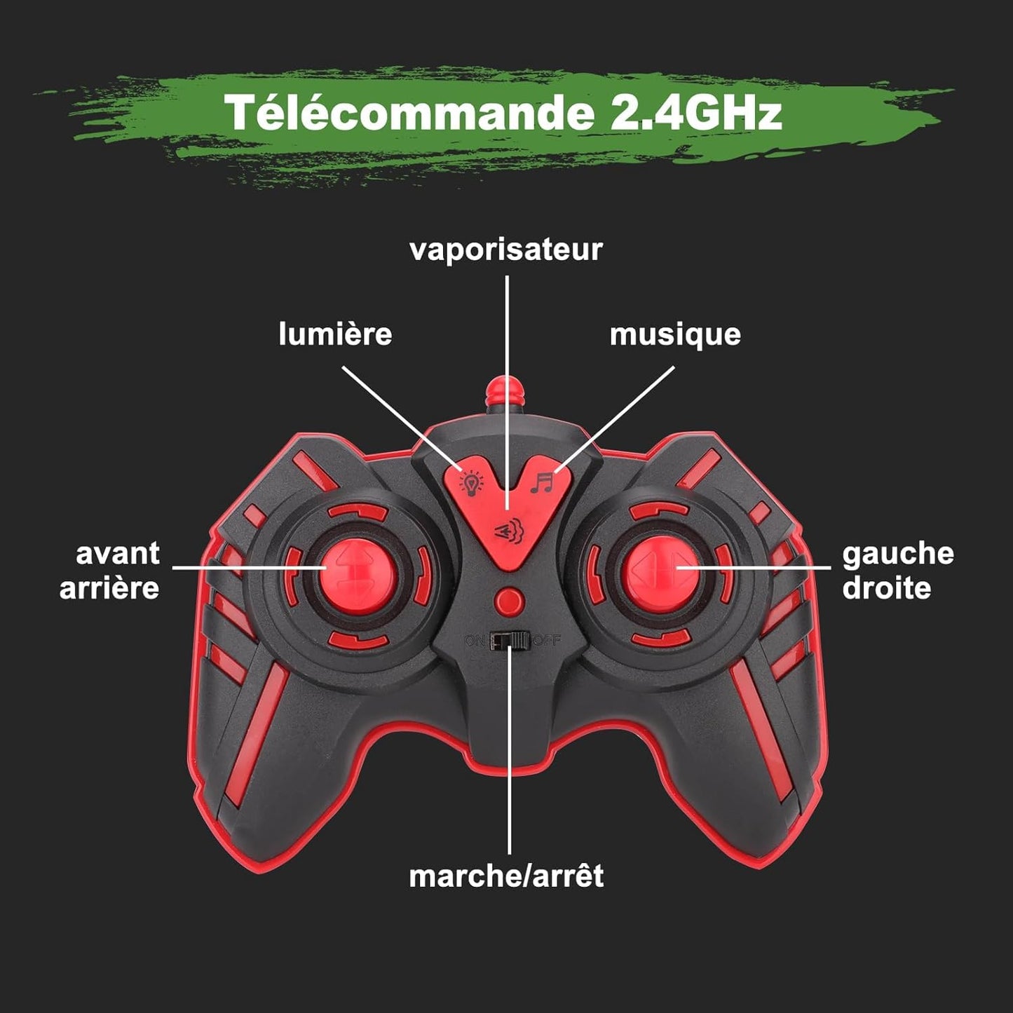 PREBOX Ferngesteuerter Monstertruck für Jungen 8-12 – RC-Dinosaurier-Autospielzeug für Kinder im Alter von 4–7 Jahren, Geburtstagsgeschenke für Jungen mit Musik und Lichtern