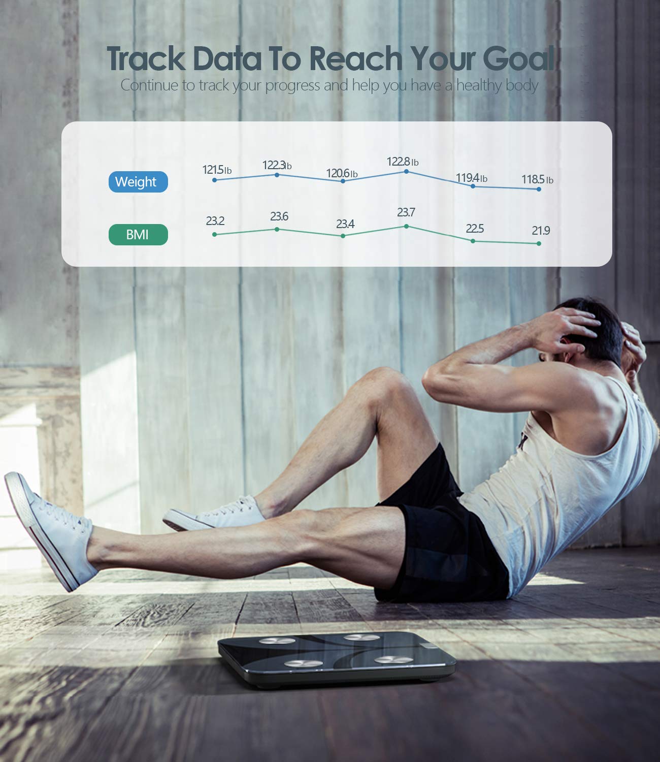 Körperfettwaage, Körpergewichtswaage und BMI-Smart-Waage für die Körperzusammensetzung, digitale Bluetooth-Personenwaage mit Herzfrequenz-Tracker, 15 Messungen, Analyse mit Smartphone-App, 396 Pfund