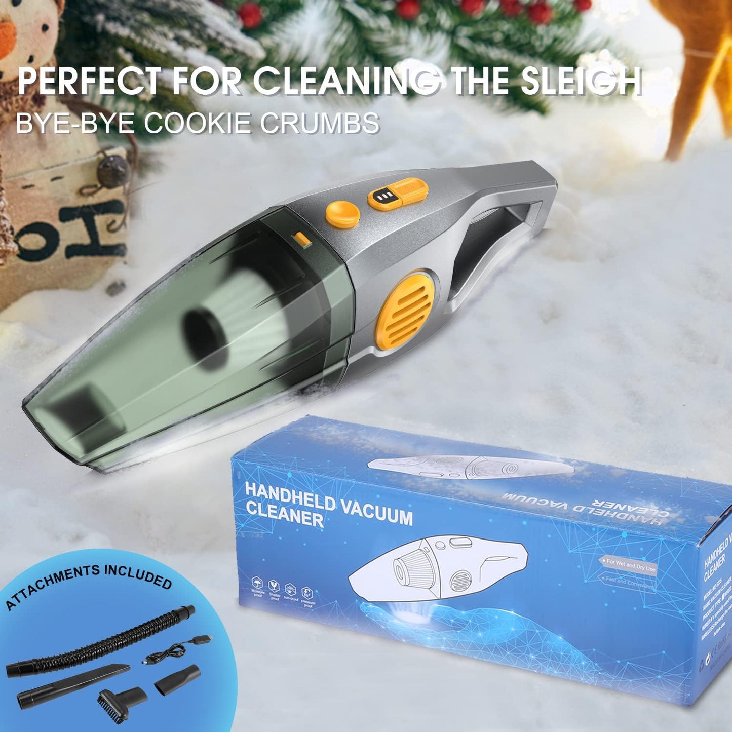 Hogimcty Akku-Handsauger, 8000 Pa 120 W, leistungsstarker Mini-Autosauger, Reinigung von Tierhaaren, Staub, Plüsch, tragbarer Staubsauger für Auto, Tisch und Zuhause