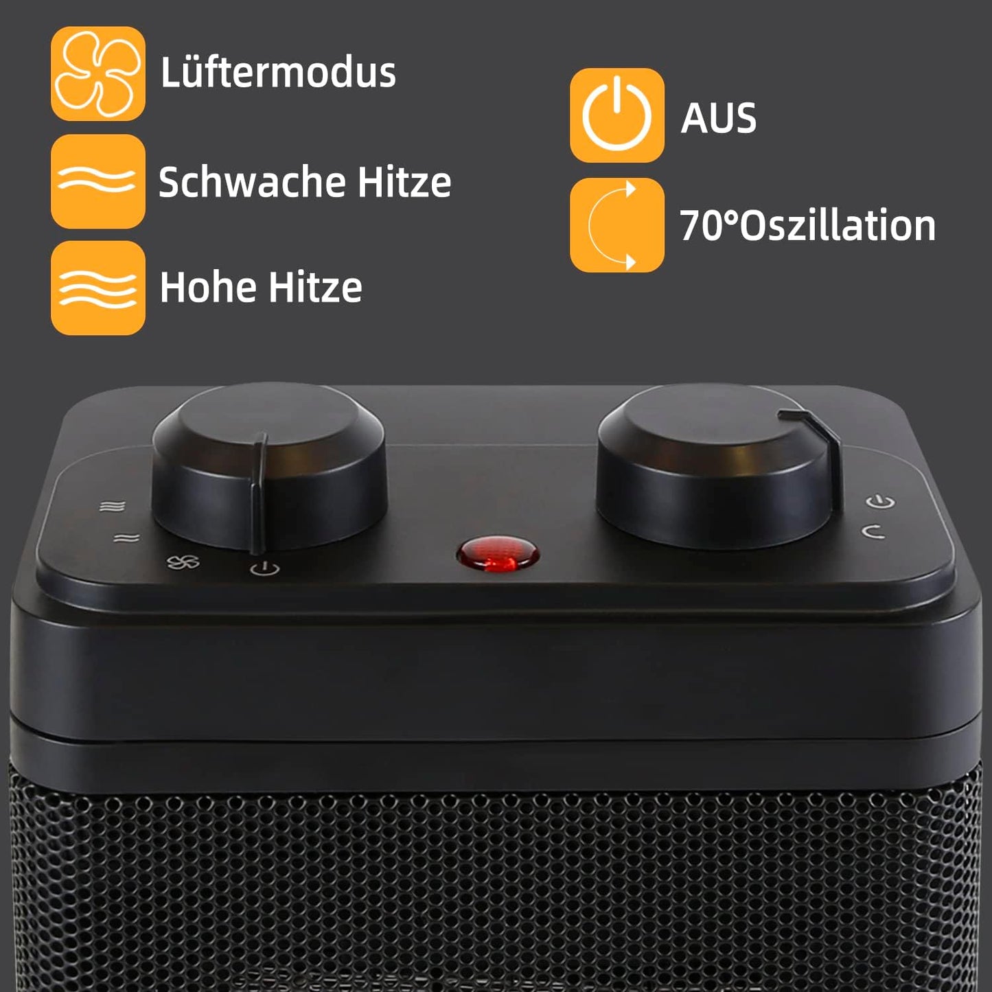 Heizlüfter energiesparend Heizung Keramik - elektrisch heizgeräte 3 Modi PTC leise heizstrahler innenraum 1500W Bad Thermostat 70° Oszillation Elektroheizer Überhitzungsschutz & Kippschutz