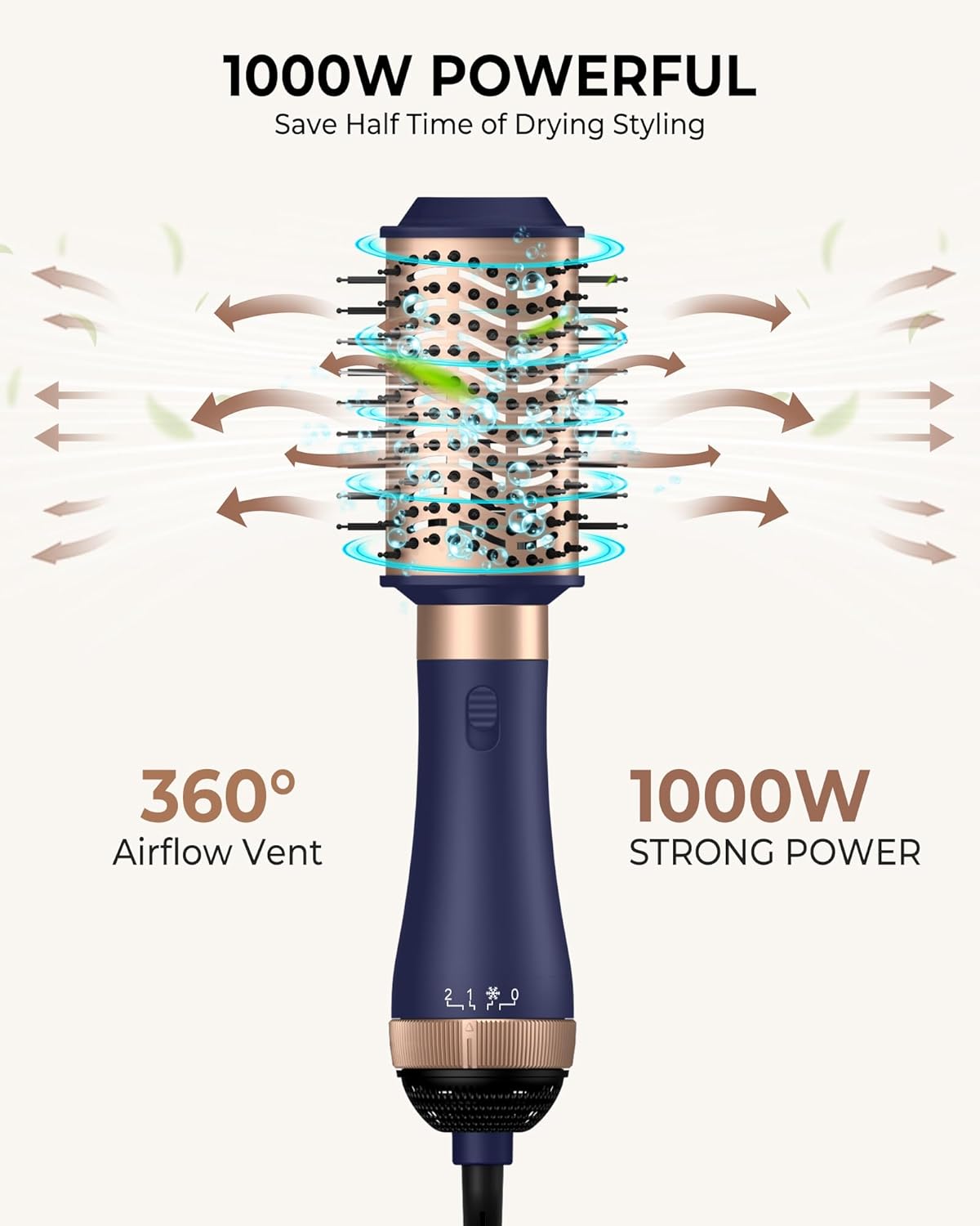 UKLISS Warmluftbürste 4 in 1 Set, Haarstyler Föhn mit 4 Aufsätzen: 1000W Haartrockner, Lockenbürste, Haarglätter Bürste, Fönbürste Rundbürste, Hot Hair Styler für Alle Haartypen Styling