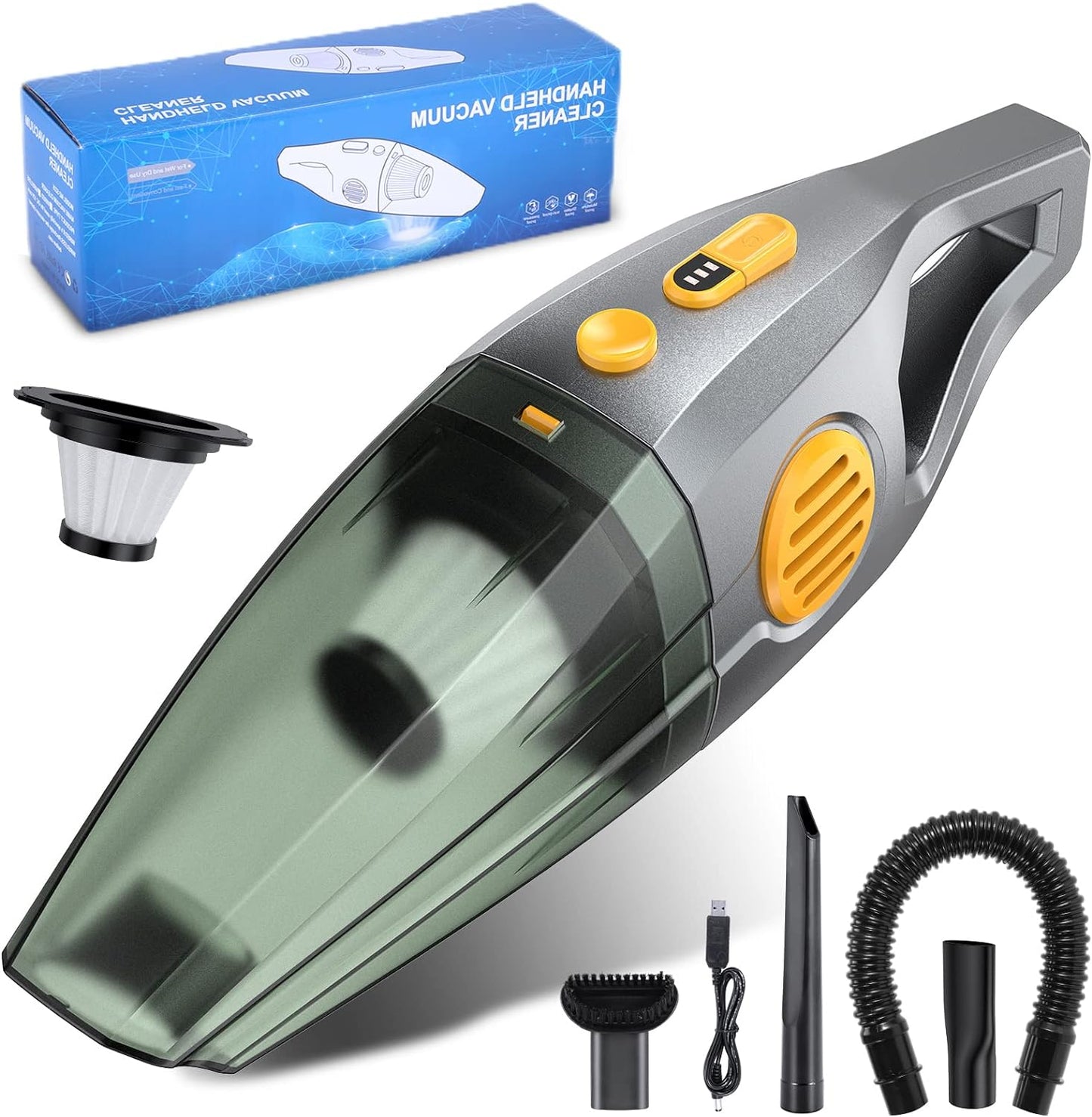 Hogimcty Akku-Handsauger, 8000 Pa 120 W, leistungsstarker Mini-Autosauger, Reinigung von Tierhaaren, Staub, Plüsch, tragbarer Staubsauger für Auto, Tisch und Zuhause