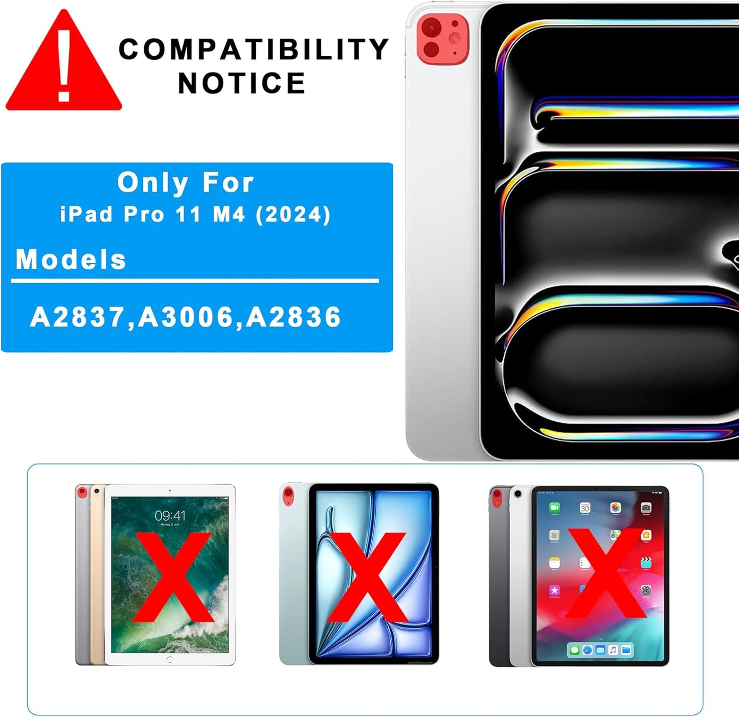 Tastatur Hülle für iPad Pro 11 Zoll (M4) 2024 - Abnehmbare Magnetisch 7 Farbige Beleuchtung Touchpad Tablet Cover mit Stifthalter - Beleuchtete Deutsches QWERTZ Layout Tastatur für iPad 11" M4 Schwarz
