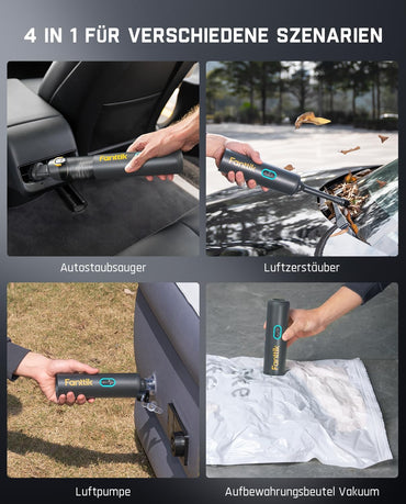 Fanttik Slim V8 Apex Akku-Autostaubsauger mit hoher Leistung, 19000 Pa/45 AW, RobustClean™-Handstaubsauger 4-in-1-Mini-Luftgebläsepumpe, Tragbarer Staubsauger für Auto, Bürotisch, Tastaturen Grau