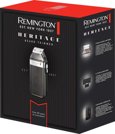 Remington Heritage MB9100 Barttrimmer Herren Retro Design Haarschneidemaschine Bartschneider hochwertige Edelstahlklingen, USB-Ladefunktion, 8 Aufsteckkämme (1.5-15mm), Netz-/Akkubetrieb