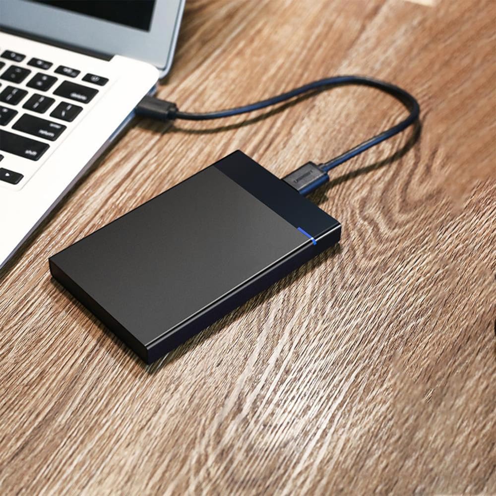 UGREEN US221 SATA Externes Lafwerksgehäuse HDD 2,5 Zoll USB 3.0 + USB-C auf USB-C 3.1 (Schwarz)