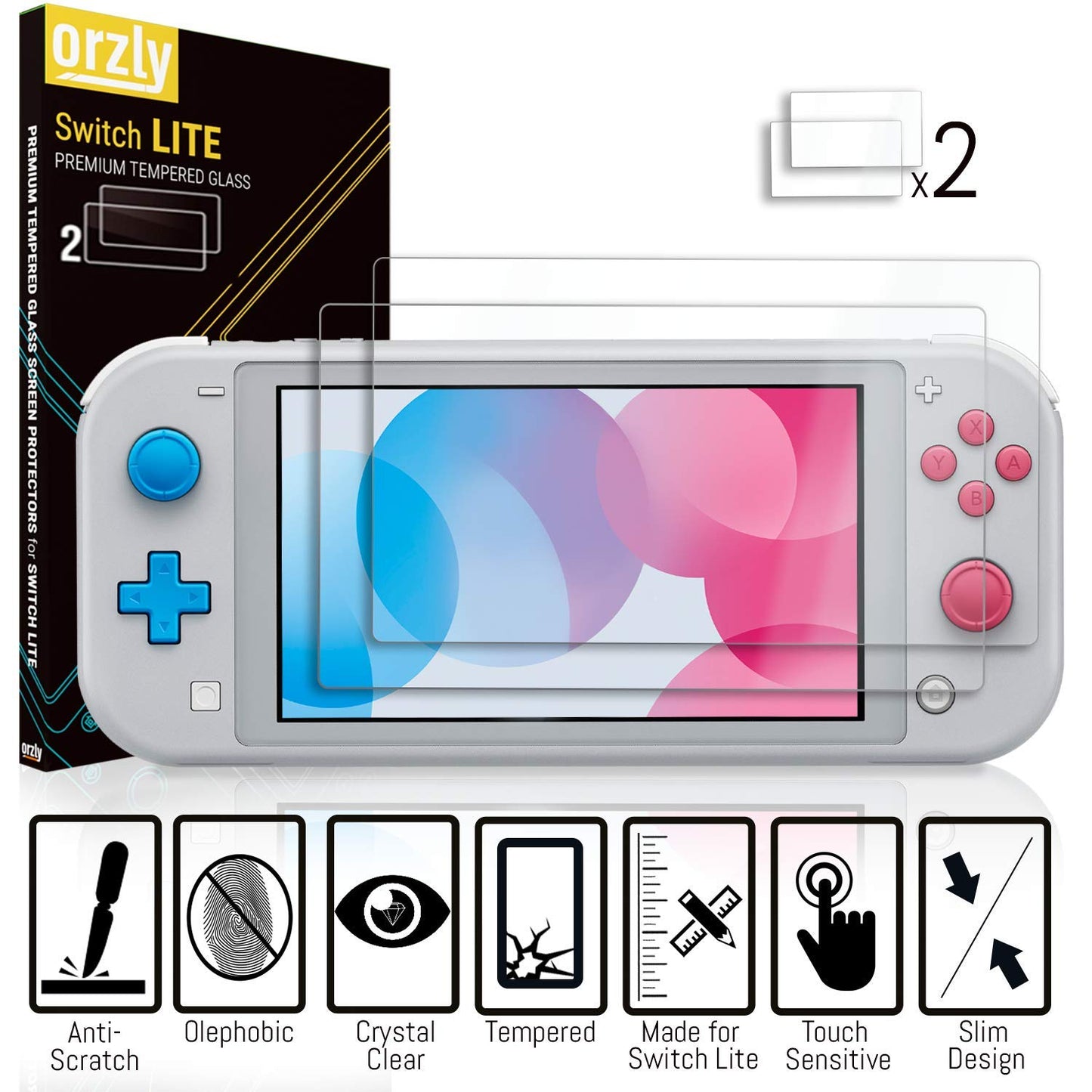 Orzly Switch Lite Case Set - Schutzhülle und Displayschutzfolie für Nintendo Switch Lite Konsole, USB-Kabel, Spielzeughalter, Griffhülle, Kopfhörerhalter, Daumengriff und mehr (Geschenkverpackung – Z&Z Edition)