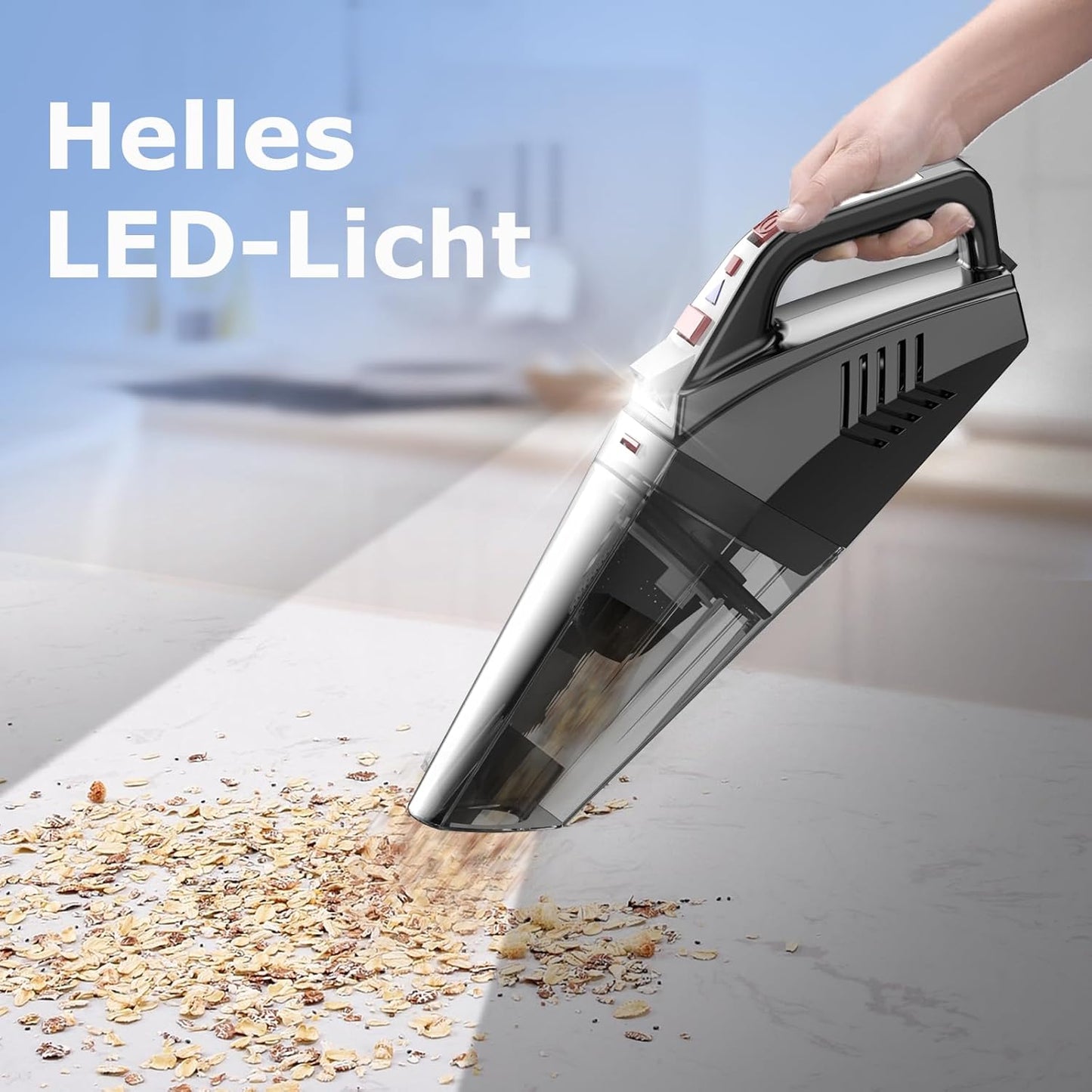Hihhy Handsäge, 9000Pa Handsäge Akku mit LED-Licht, 120W Kabelentlader Handsäge für Auto, Haushalt, Tierhaare