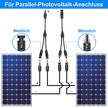 Cihisrent 2 Paar Solarkabel Y Splitter Männlich Weiblich Y Stecker Solar IP67 Wasserdicht Solarstecker Y Stecker Photovoltaikkabel Solarpanel Kabel MMF + FFM für Parallel Photovoltaik Anschluss