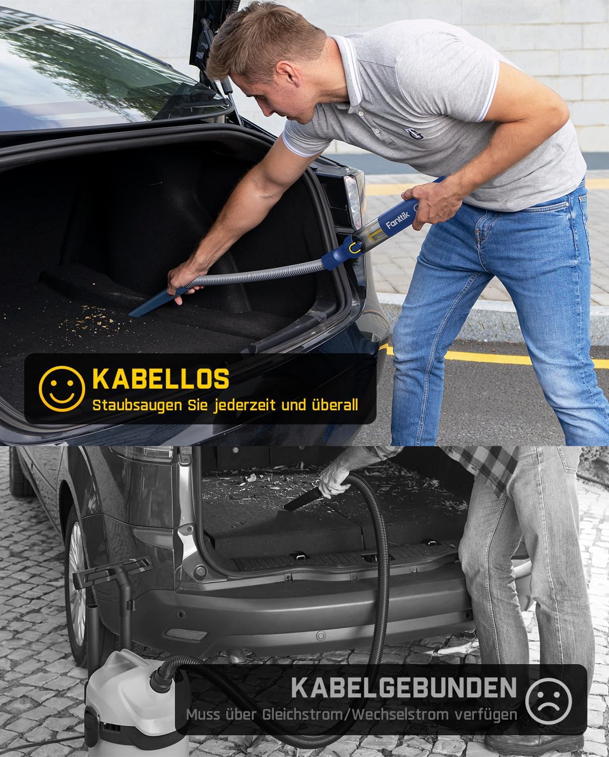 Fanttik Slim V8 Apex Akku-Autostaubsauger mit hoher Leistung, 19000 Pa/45 AW, RobustClean™-Handstaubsauger 4-in-1-Mini-Luftgebläsepumpe, Tragbarer Staubsauger für Auto, Bürotisch, Tastaturen Blau