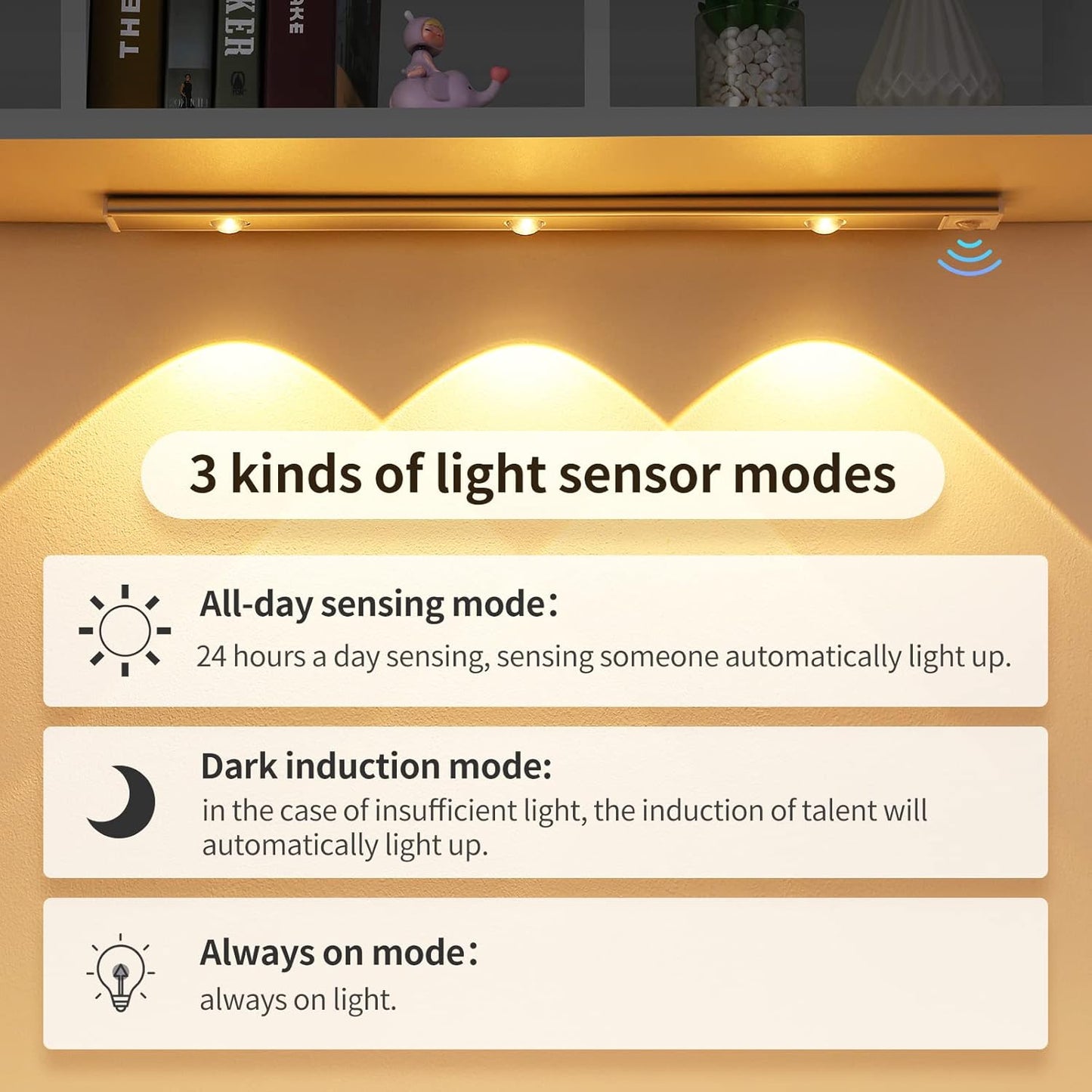 2 x LED Unterbauleuchte 40 cm, 3 lichtmodi, Bewegungsmelder , USB Schranklicht, Nachtlicht für Schrank, Küche (2 Pack)