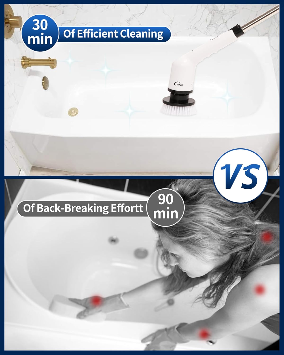 Elektrischer Spin Scrubber, 9-in-1-Akku-Reinigungsbürste mit USB-Anschluss Typ C, Ladegerät, 3 einstellbaren Geschwindigkeiten, LED-Anzeige, elektrischer Schrubber zum Reinigen von Badezimmer-, Badewannen- und Fliesenböden