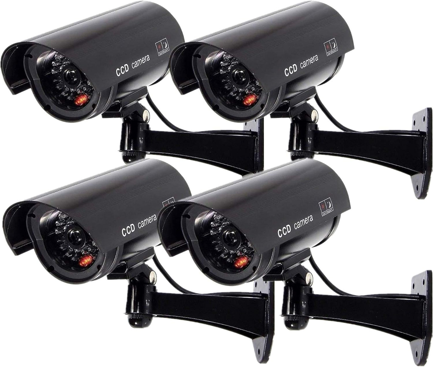 F FINDERS&CO Gefälschte Überwachungskamera für den Nahbereich, Dummy-CCTV-Überwachungssystem mit realistischen Lichtern und Warnleuchten (4, Schwarz)