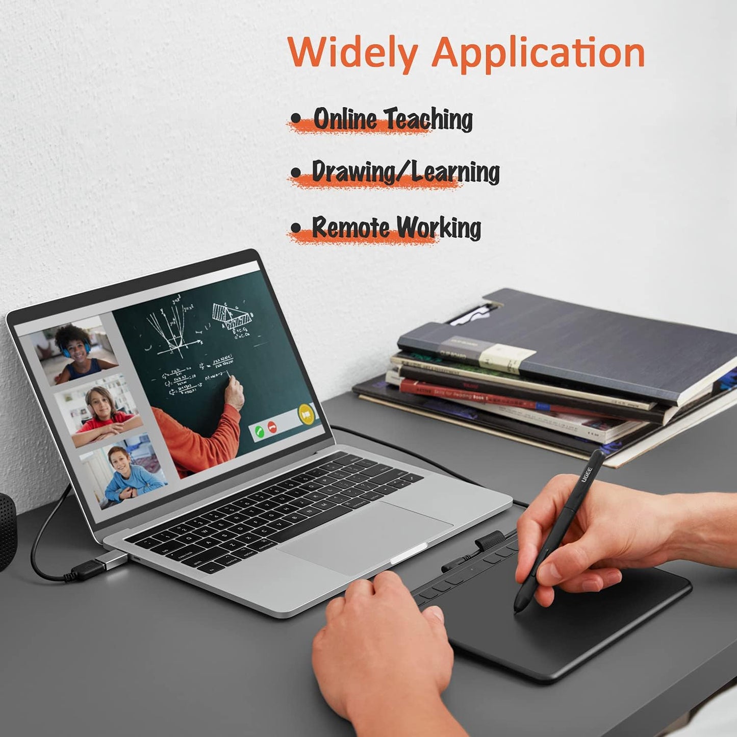 UGEE S640 Grafiktablett, digitales Zeichentablett mit Stylus, batterieloser Druckempfindlichkeit, 8192 Stylus Tablet, 10 Tastenkombinationen, kompatibel mit Windows, Mac, Linux und Android
