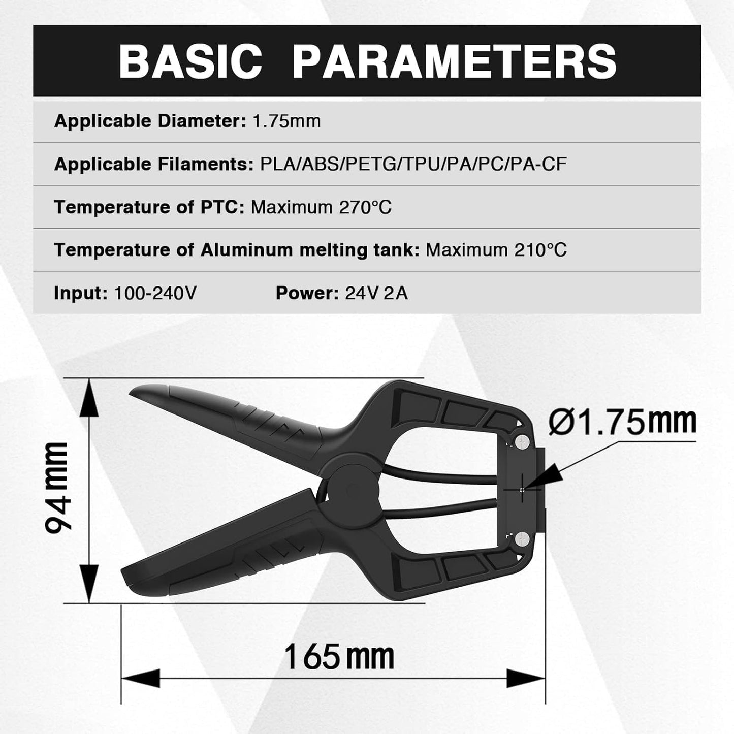 Tseriact 1,75 mm Filamentanschluss, 3D-Filament, der Anschluss, 3D-Filamentschweißanschluss, einfache Bedienung, gebrochenes 3D-Filament für alle Arten von PLA/ABS/PETG/PC/PP/PVB/Hip-Material