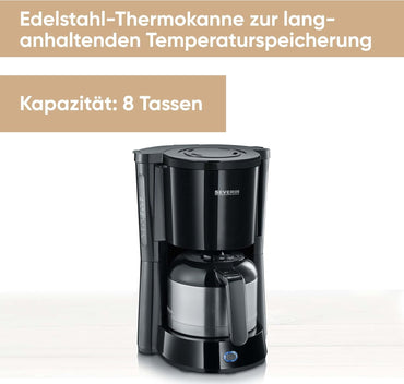 Machine à café filtre Machine à café Verseuse isotherme SEVERIN KA 4835 8 sachets 1000 W KA 4835 en plastique, couleur noir argent Machine à café filtre Machine à café Machine à café filtre Cafetière