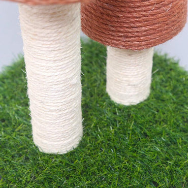 Meipire Leinenpilz-Modell, Katzenklettergerüst, Katzenkrallen, Katzenbackenzahnspielzeug, Katzenkratzbrett, Anti-Kratz-Pilz & Simulationsrasen für Haustiere, Rosa