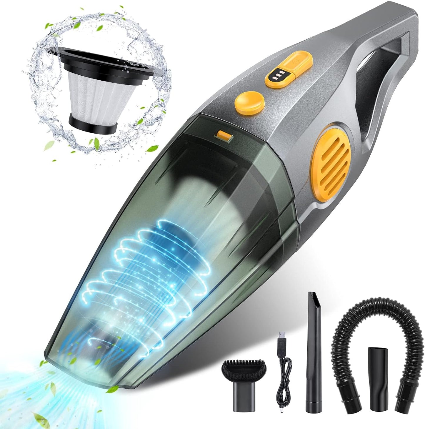 Hogimcty Akku-Handsauger, 8000 Pa 120 W, leistungsstarker Mini-Autosauger, Reinigung von Tierhaaren, Staub, Plüsch, tragbarer Staubsauger für Auto, Tisch und Zuhause