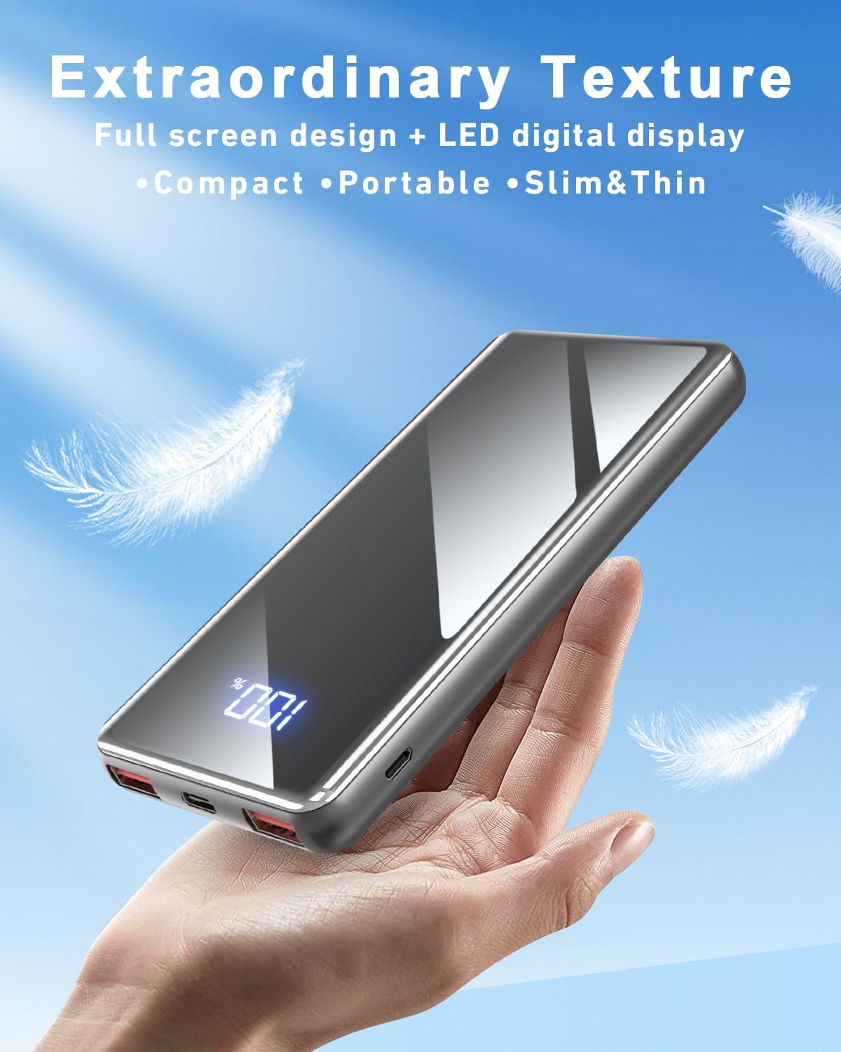 Lazci Powerbank, 22,5 W, 20000 mAh, externer Akku mit USB-C-Eingang und -Ausgang, PD 3.0 QC 4.0, kompatibel mit iPhone 15 14 13 12 Pro Max, Samsung Galaxy, iPad – Grau