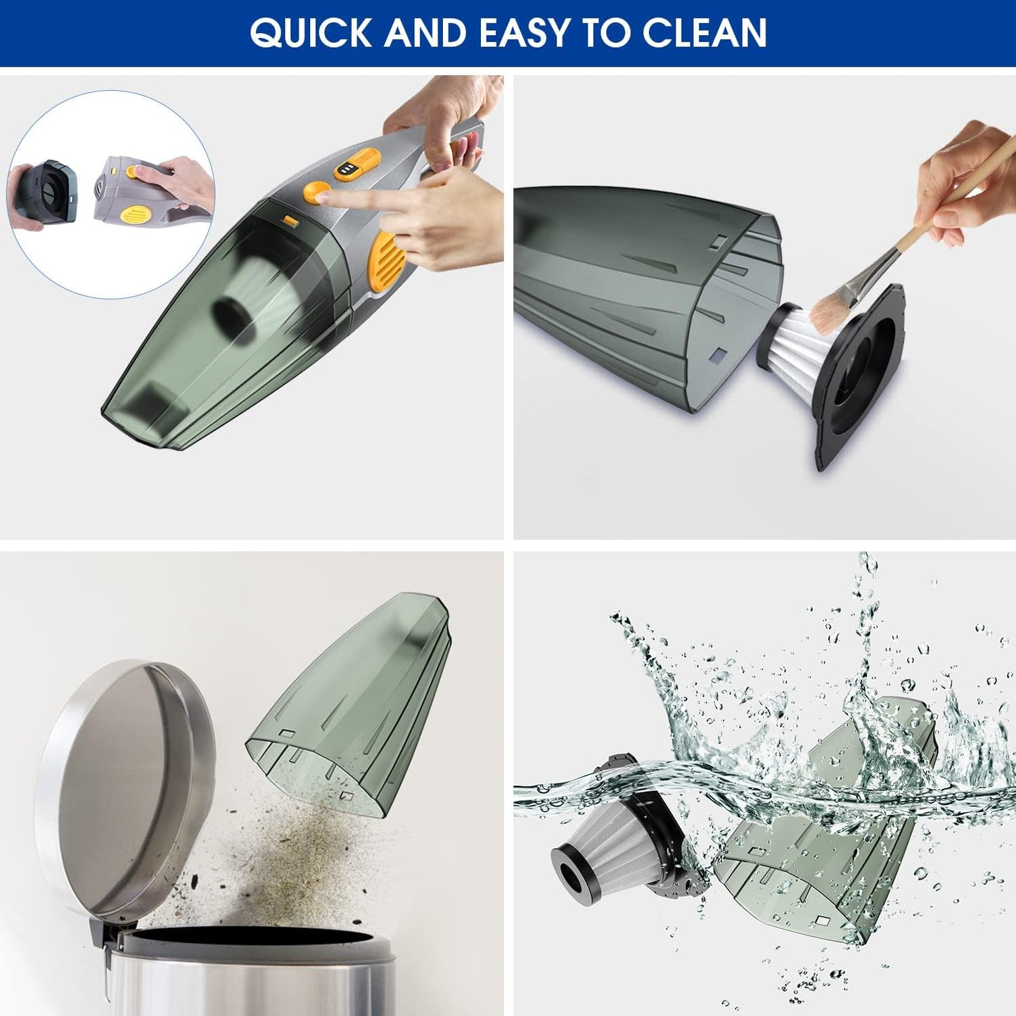 Hogimcty Akku-Handsauger, 8000 Pa 120 W, leistungsstarker Mini-Autosauger, Reinigung von Tierhaaren, Staub, Plüsch, tragbarer Staubsauger für Auto, Tisch und Zuhause