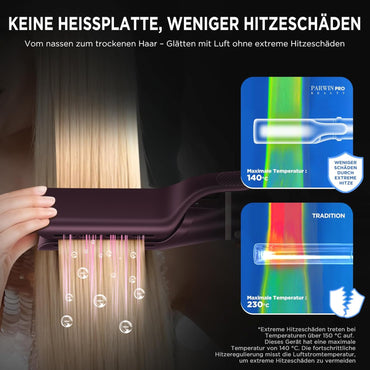 7 in 1 Airstyler, PARWIN PRO BEAUTY MaxAIR 2.0 Multi-Styler Set, Auto-Wrap Lockenstab, Geringere Hitzeschäden Glätteisen, 110000 U/Min Föhn, Volumenbürste, Styling, Glättung Pinsel, Jasper Plum