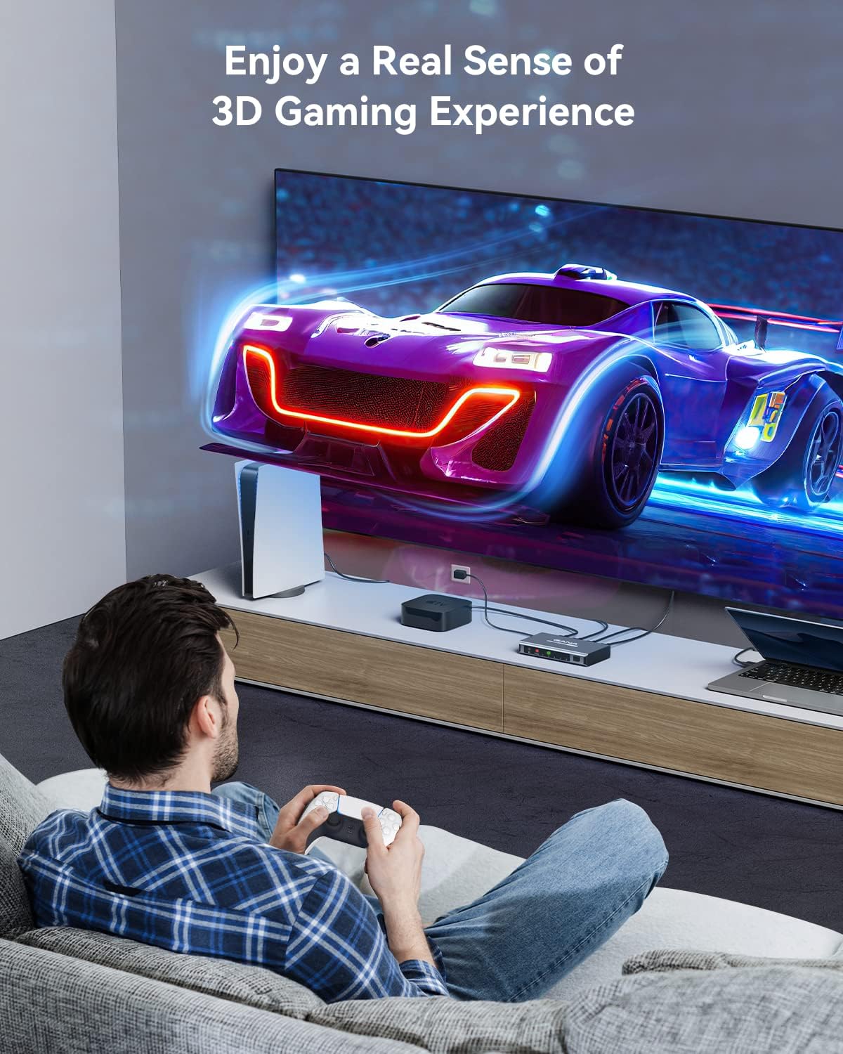 HDMI Switch 3 in 1 Out 4K @ 60Hz, GANA HDMI Splitter mit Fernbedienung, kompatibel mit PS5/4/3 Xbox Nintendo Switch Roku TV Fire Stick