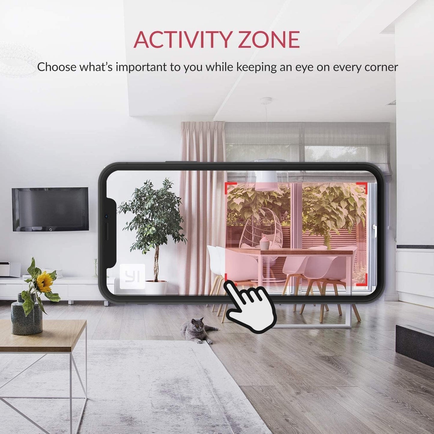 YI Overview Room Innen 1080p WiFi IP-Sicherheitsraum mit Bewegungssteuerung, Nachtsicht, Zweiwege-Audio, Babyphone, Heimkamera mit Fernbedienung, Alarm und App-Steuerung
