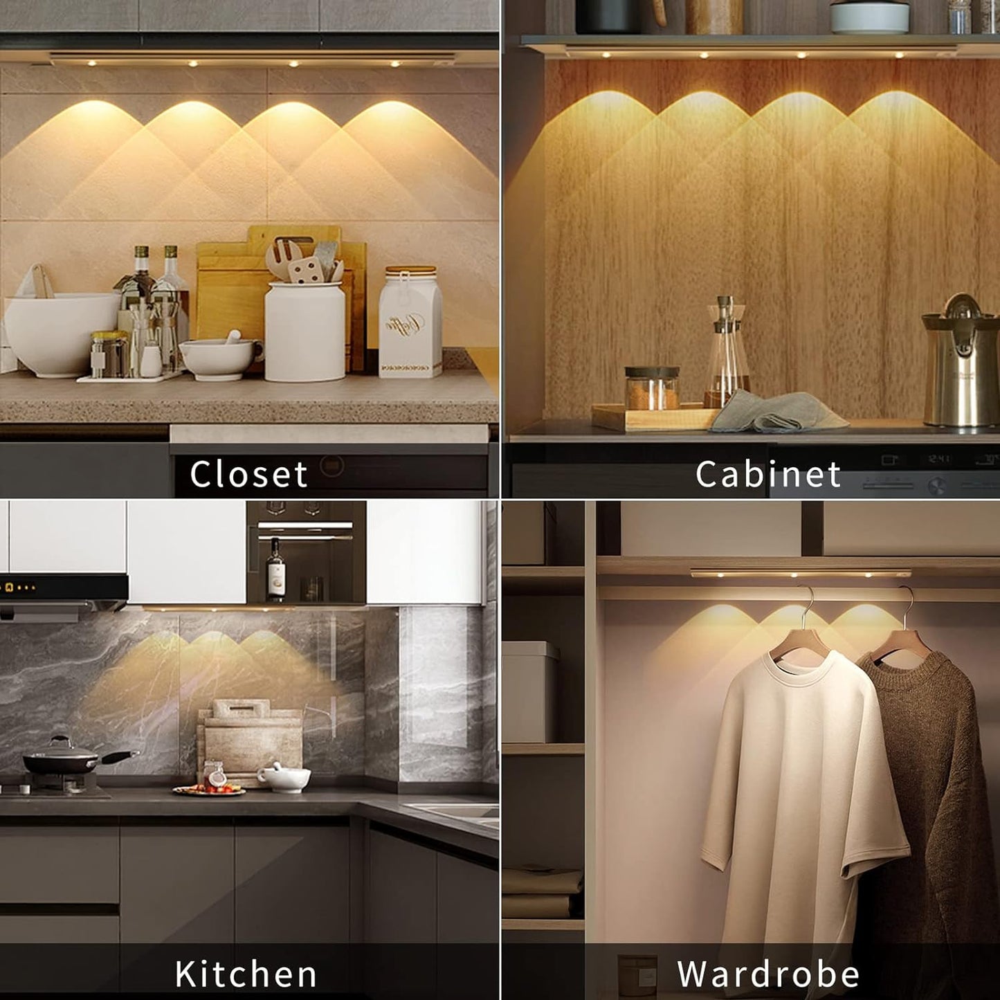 2 x LED Unterbauleuchte 40 cm, 3 lichtmodi, Bewegungsmelder , USB Schranklicht, Nachtlicht für Schrank, Küche (2 Pack)