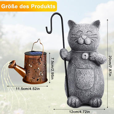 Voarge Solar-Gartenstatue, Gartendeko Solar Licht, Gartenkunst mit Solarlaterne,Gartenfiguren Beleuchtete Skulptur Ornamente für Außen,für Draußen Balkon Terrassen Geschenke für Frauen (Kätzchen)