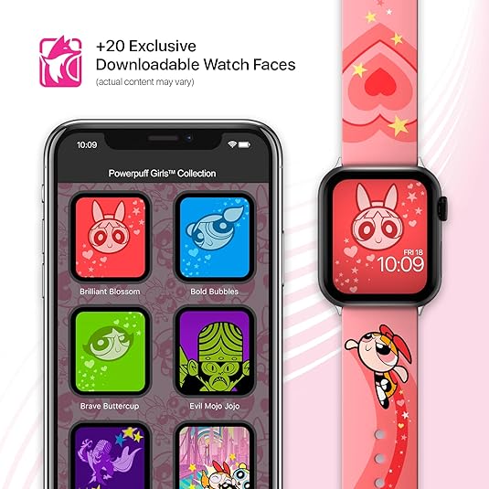 Powerpuff Mädchen Smartwatch Band – Offiziell lizenziert, kompatibel mit der Größe und Serie der Apple Watch (nicht im Lieferumfang enthalten)