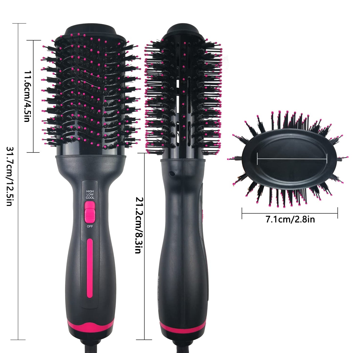 Haartrocknerbürste, Heißluftbürste, professioneller Haartrockner & Volumizer 3-in-1, Upgrade Negative Ion Technology, Haarglätterbürste, Haarkamm, Stylingbürste, Salon-Negative Ions, Keramik, elektrischer Haartrockner