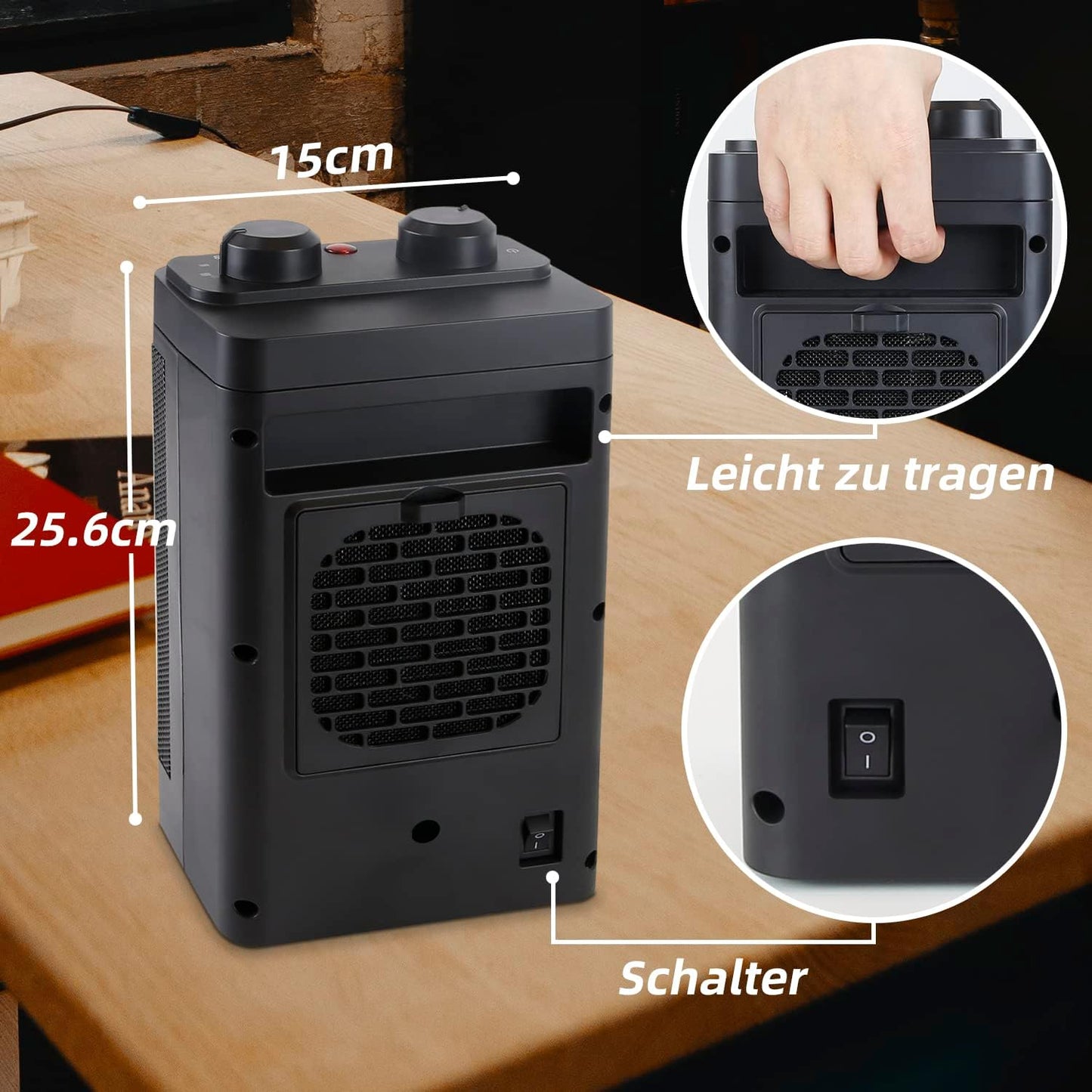 Heizlüfter energiesparend Heizung Keramik - elektrisch heizgeräte 3 Modi PTC leise heizstrahler innenraum 1500W Bad Thermostat 70° Oszillation Elektroheizer Überhitzungsschutz & Kippschutz